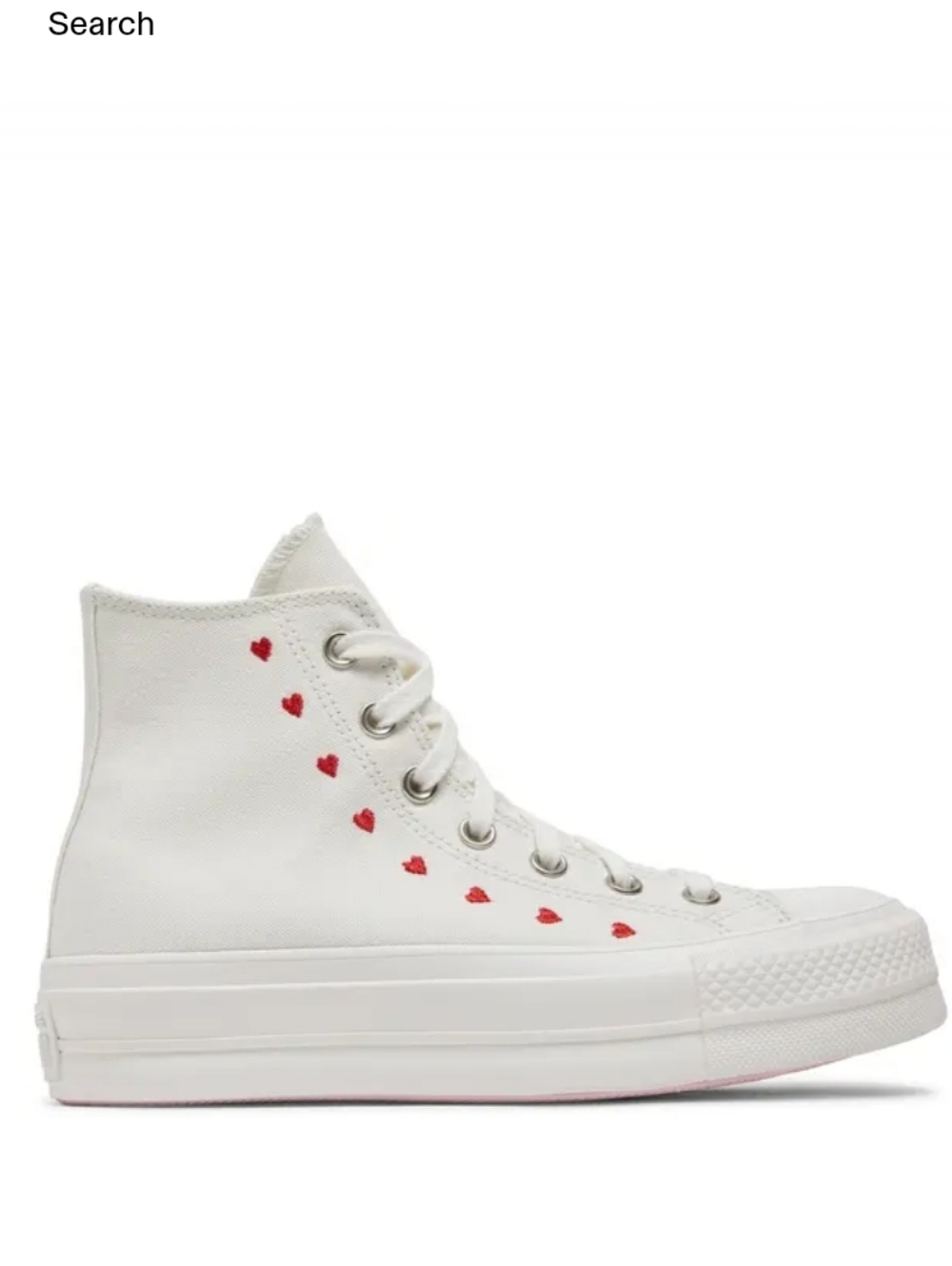 Converse Chuck Taylor All Star Lift Platform High 'Embroidered Hearts - White 9 - Picture 2 of 12